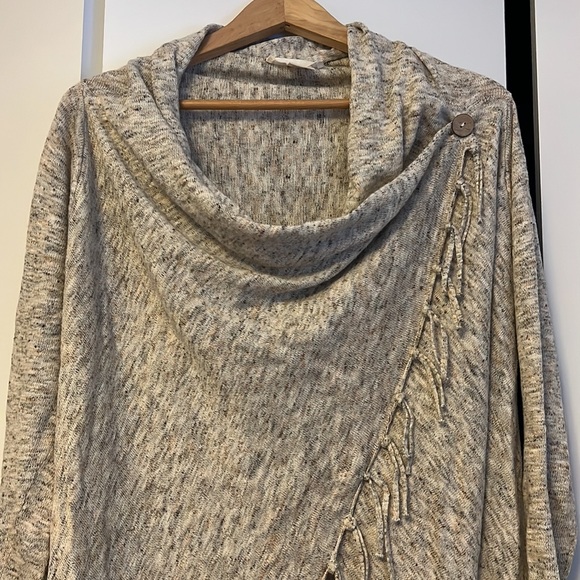 Cream Heathered Fringe Tassel Cardigan - Picture 6 of 6